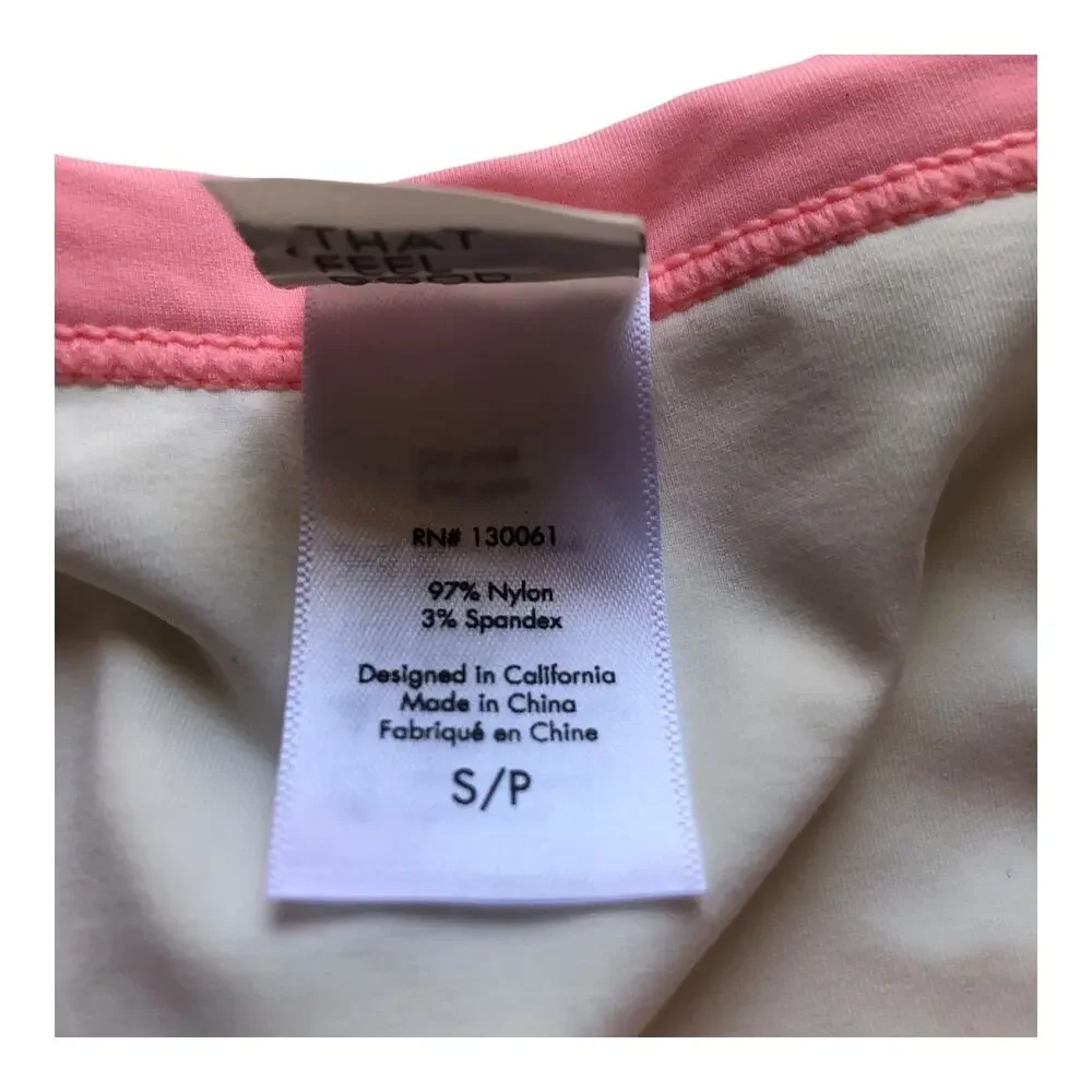 L Space Vacay White Pink Ribbed Bikini Bottom Stretch Women's Size Small NWOT